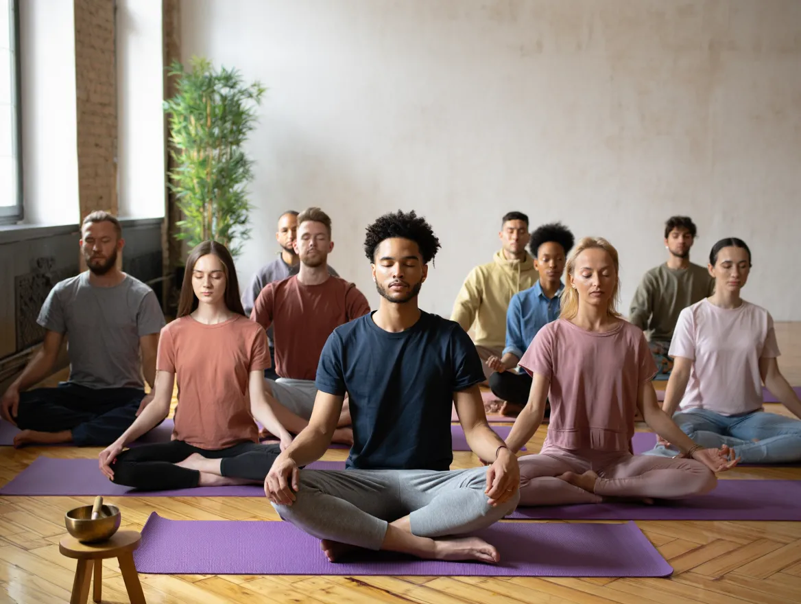 Deelnemers in gevorderde meditatie workshop